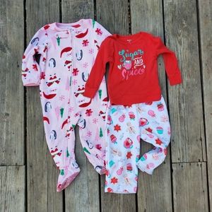 Baby Girls Flannel Christmas Pajama Set 12-18m